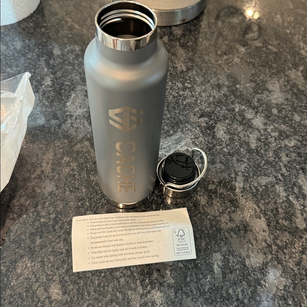 Cache Metallic Silver Water Bottles - Set of 2 new